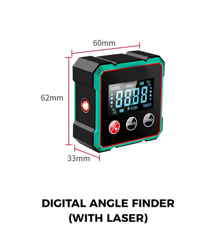 Magnetic Digital Angle Finder with Electronic Laser Gauge Ruler 360° LCD Electronic Protractor Mini Inclinometer Measuring Tool
