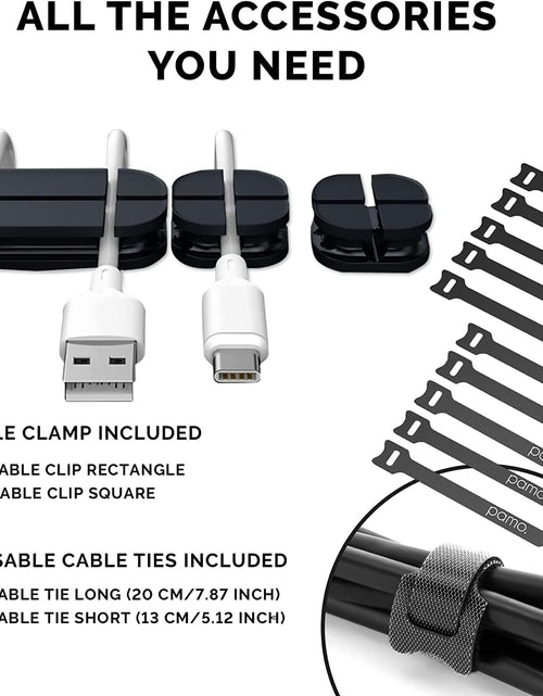 Load image into Gallery viewer, Cable Management under Desk for Easy Mounting Under-Table I Set of 3 - with 10X Cable Ties I Desk Organizer for Office/Home Office Table Thoughtful Cable Tray Holder, Black
