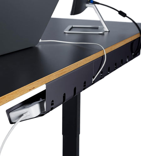 Cable Management under Desk for Easy Mounting Under-Table I Set of 3 - with 10X Cable Ties I Desk Organizer for Office/Home Office Table Thoughtful Cable Tray Holder, Black