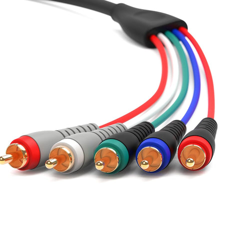 Component Video Cable with Audio (25FT, RCA- 5 Cable, Supports 1080I) - Compatible with DVD Players, VCR, Camcorder, Projector