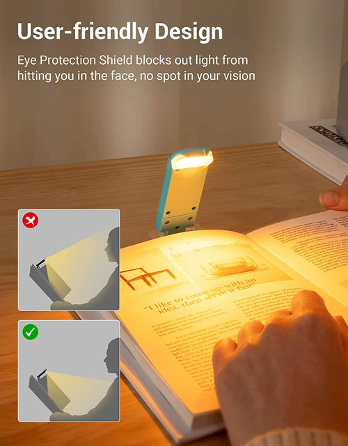 Load image into Gallery viewer, Amber Book Light, USB Rechargeble Book Light for Reading in Bed, Clip on Book Light, Brightness Adjustable, Sleep Aid Light, Warm White (Blue)
