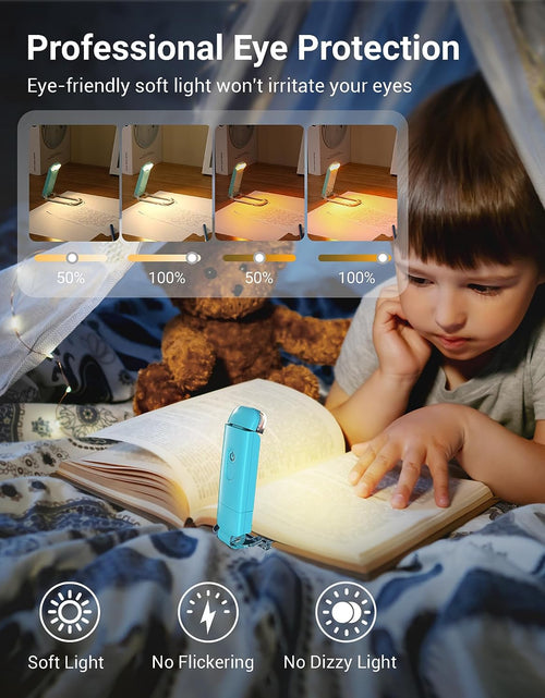Load image into Gallery viewer, Amber Book Light, USB Rechargeble Book Light for Reading in Bed, Clip on Book Light, Brightness Adjustable, Sleep Aid Light, Warm White (Blue)
