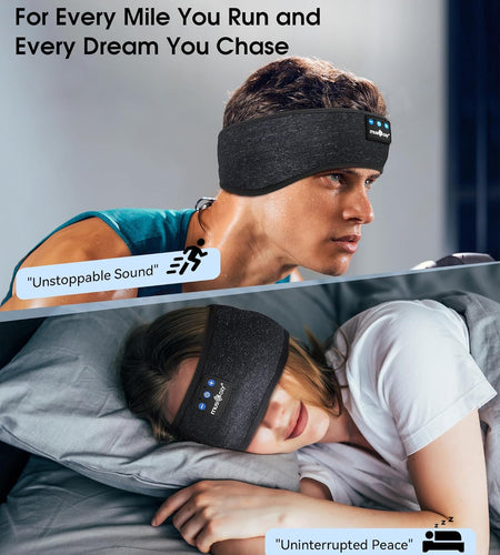 Sleep Headphones Bluetooth 5.2 Headband, Sports Wireless Earphones Music Sleeping Eye Mask Earbuds with HD Stereo Speaker for Mom Women Men Teen Running Cool Gadgets Unique Gifts