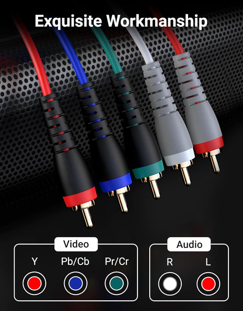 Load image into Gallery viewer, Component Video Cable with Audio (25FT, RCA- 5 Cable, Supports 1080I) - Compatible with DVD Players, VCR, Camcorder, Projector
